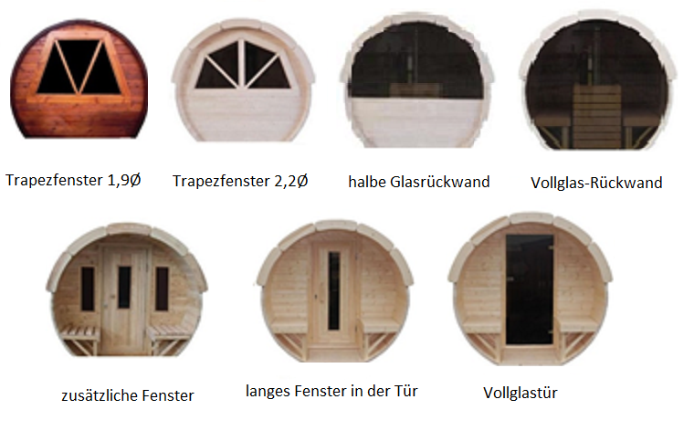 SAUNA-FASS aus Thermo-Holz ( 2,5m lang / Ø1,9m)