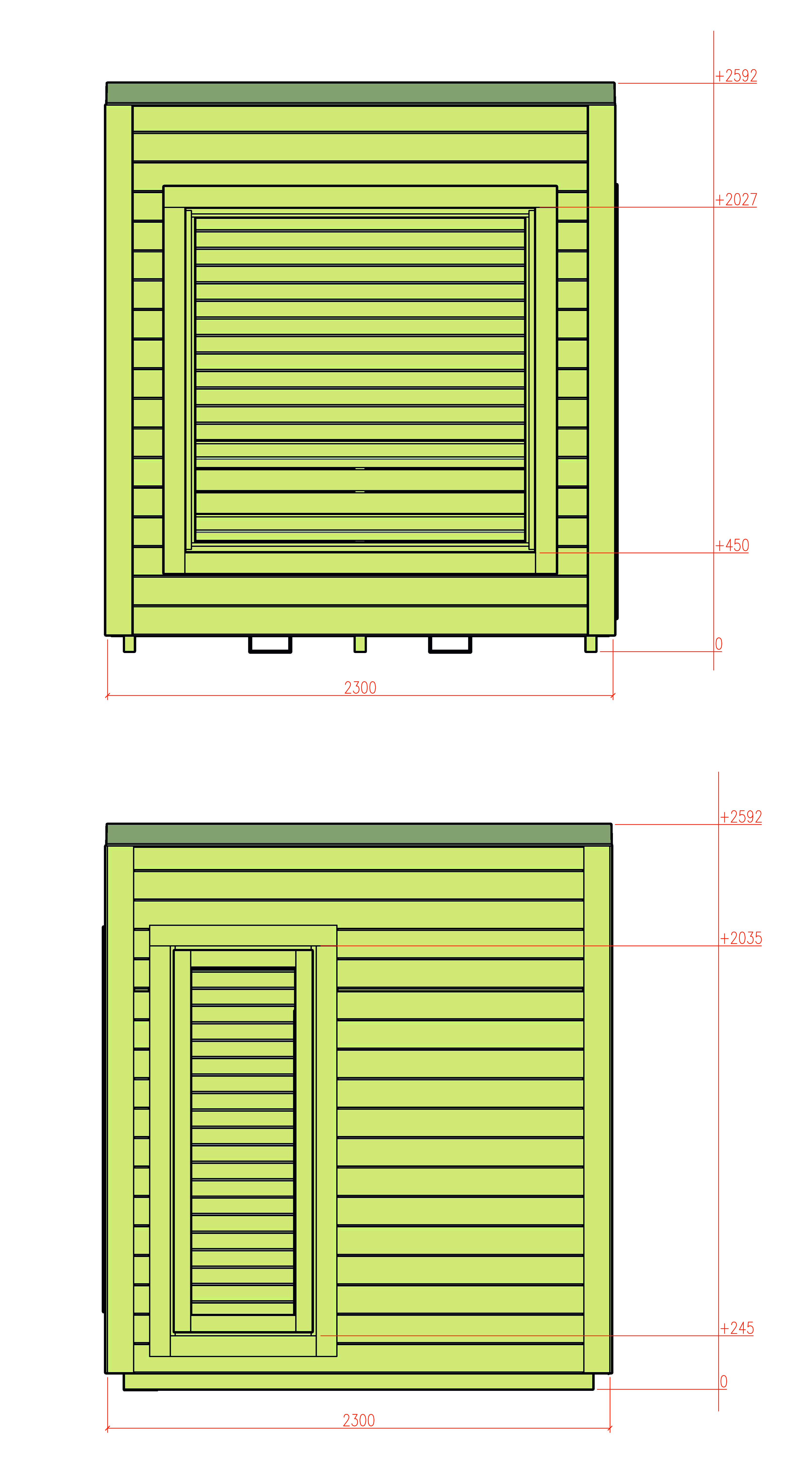 Sauna-Würfel "Modern" 2,3 x 2,3 m