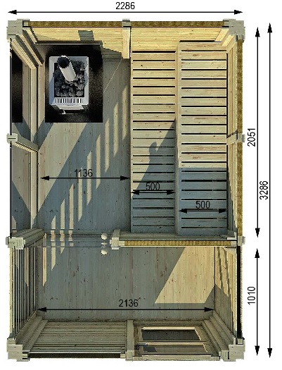 Sauna Cube 2 x 3 m mit Umkleideraum