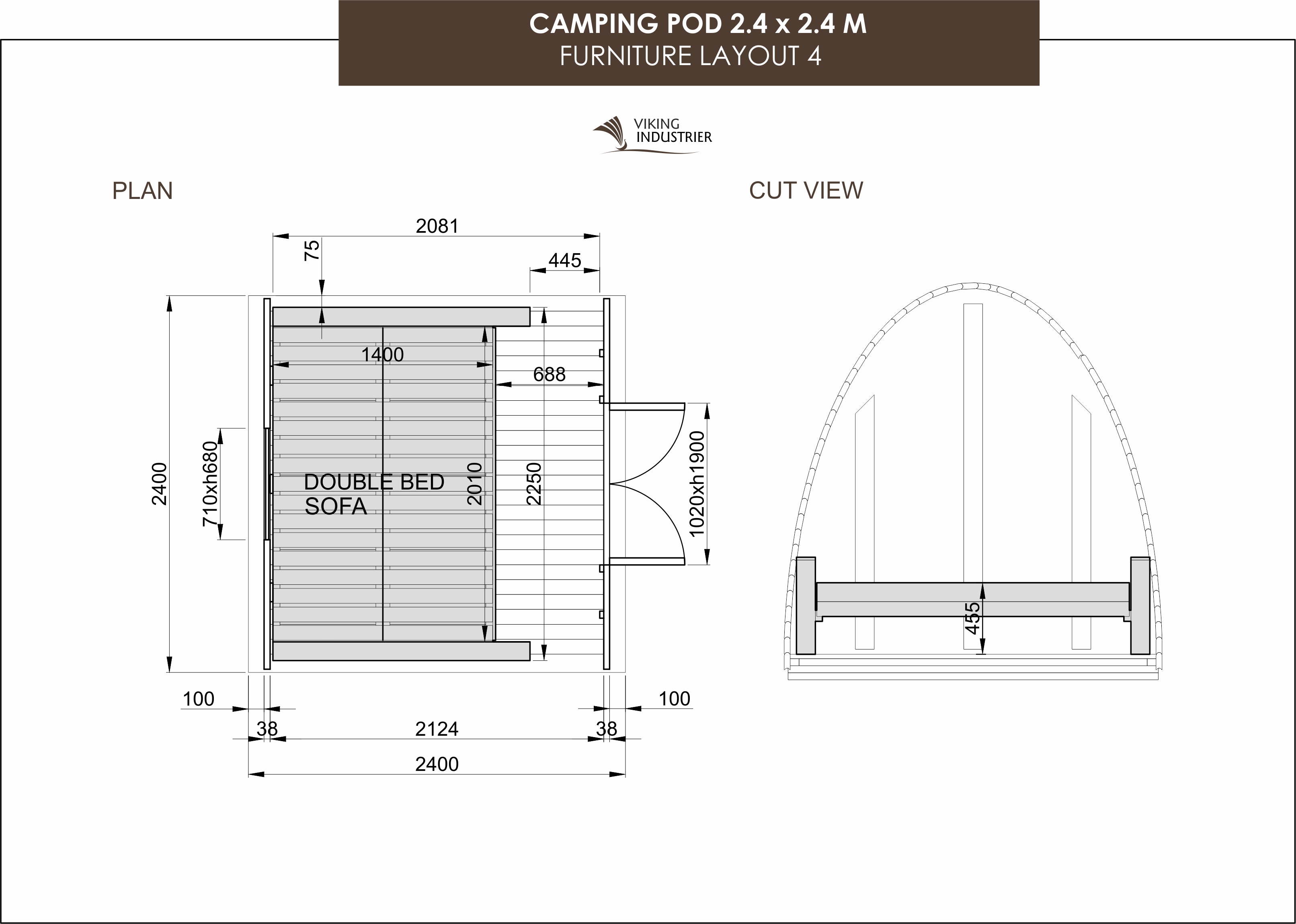 Camping Pod 2,4 x 2,4 m Thermoholz