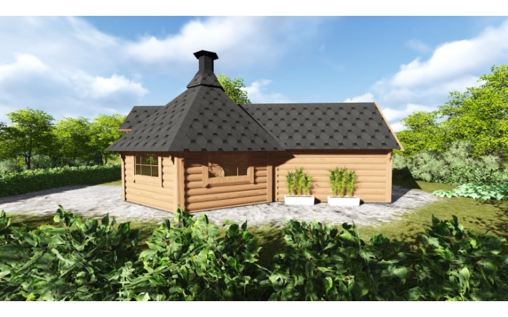 9.2 m² Grill-Kota mit Sauna-Anbau (4.3 m²)